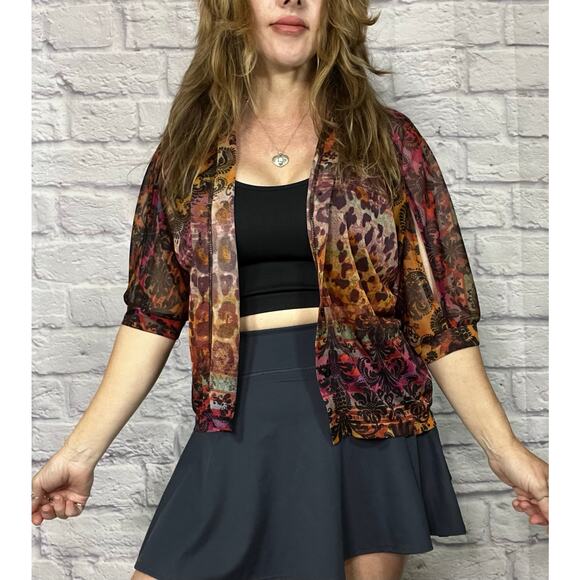 Vintage Y2K Trashy 2000's Mobwife Sheer Leopard Print Blouse - Picture 2 of 8